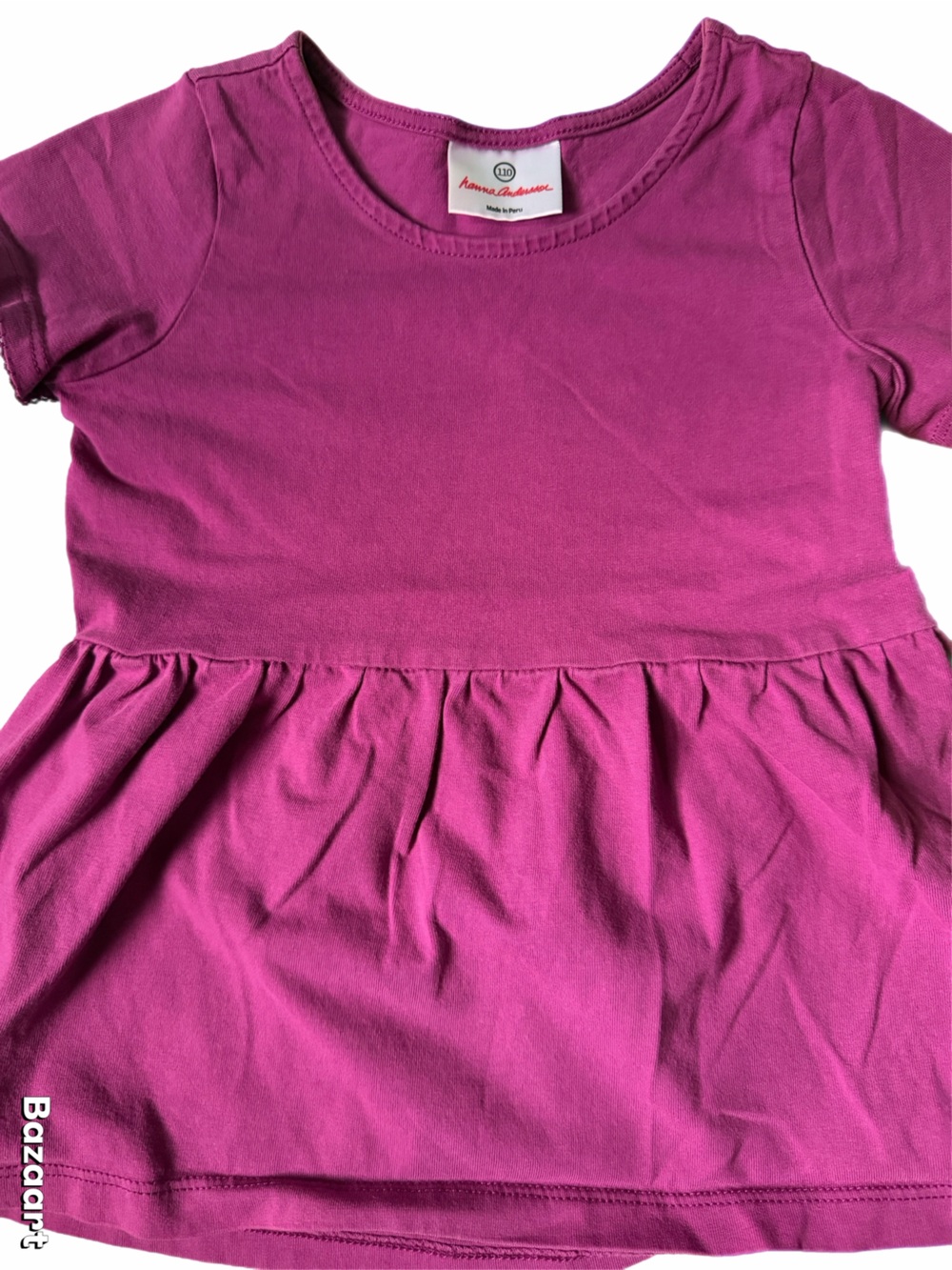 Hanna Andersson Fuchsia Short Sleeve Peplum Tee